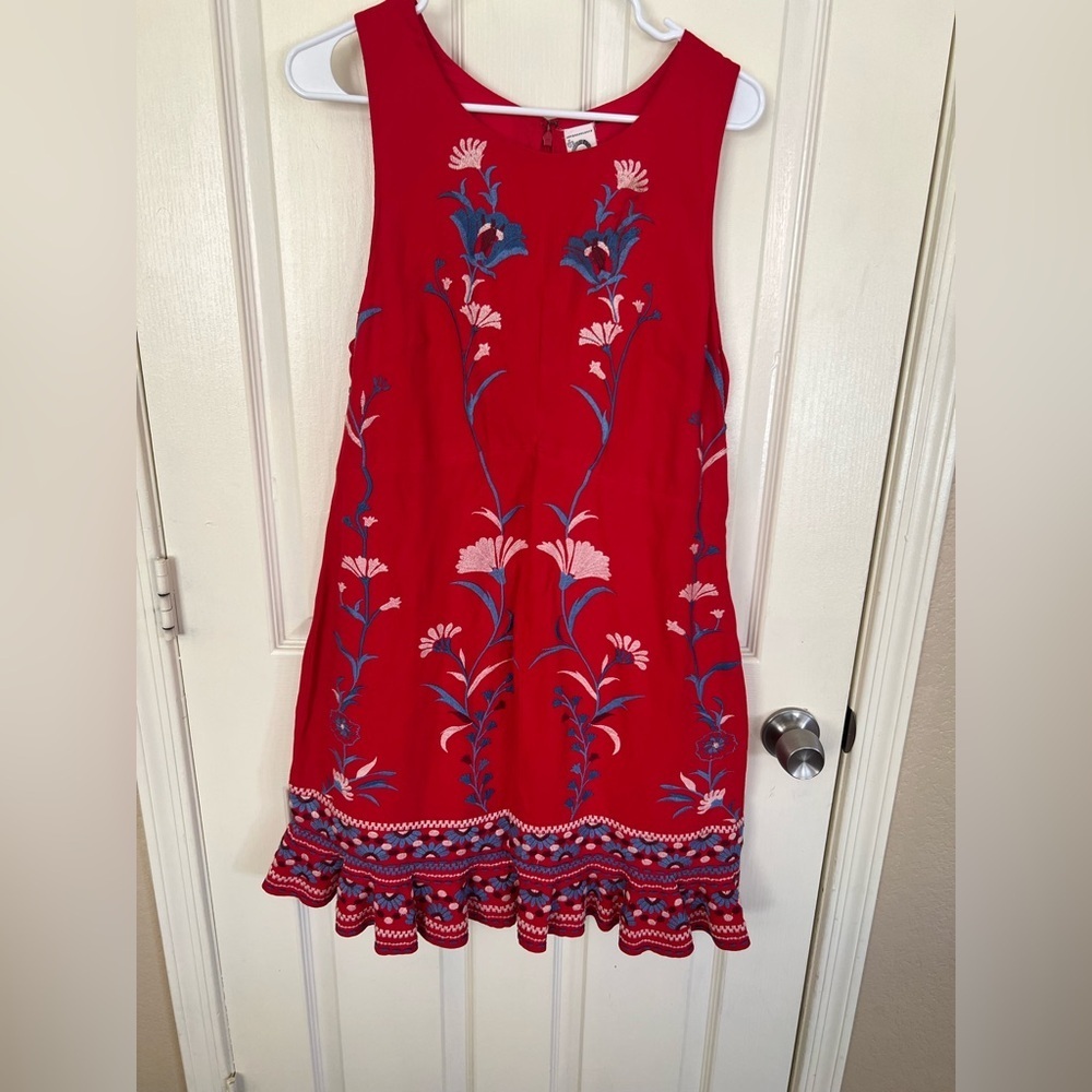 Anthropologie Akemi + Kin Embroidered Red Dress - Picture 7 of 13